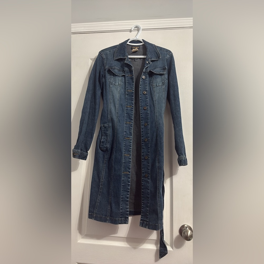 VINTAGE ARMOR JEANS Women's Blue Denim Long Coat Medium - Picture 1 of 5